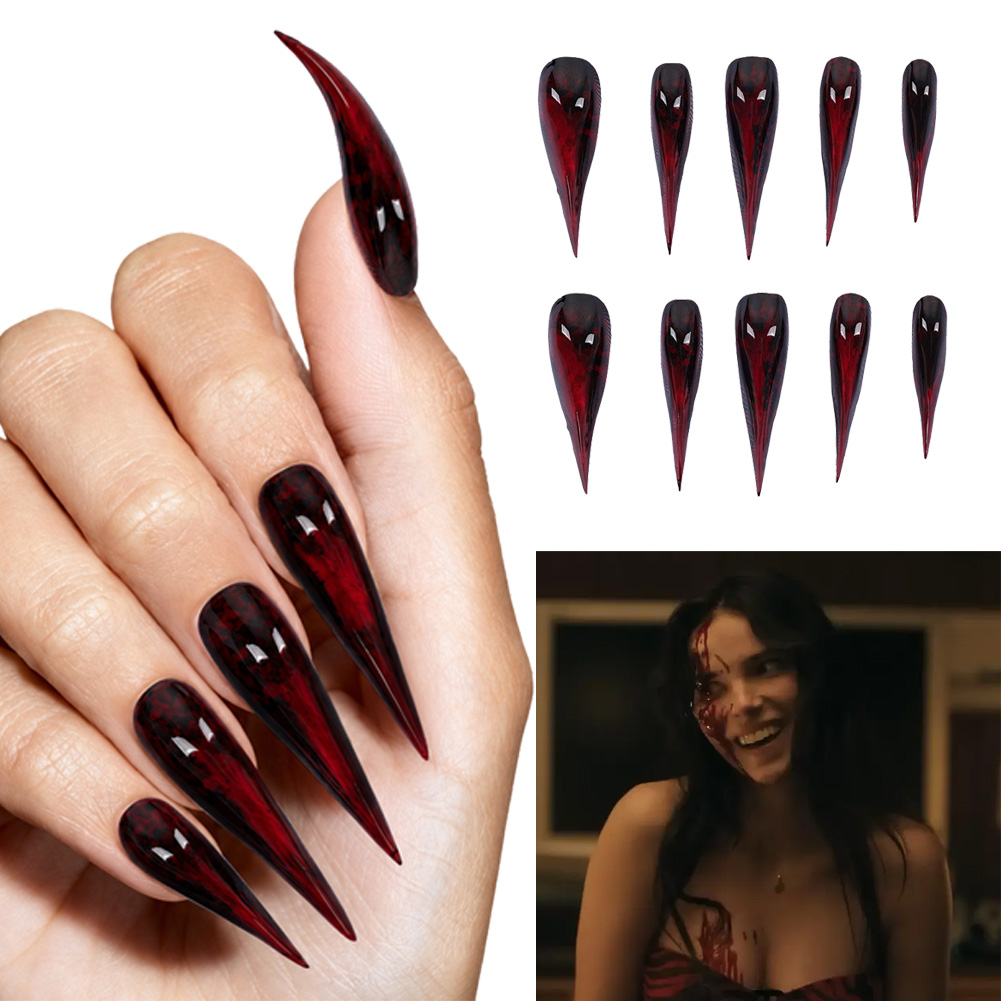 Cosplay Prop Painting - Unhas Postiças Vermelhas Nikki Cosplay: Adereços