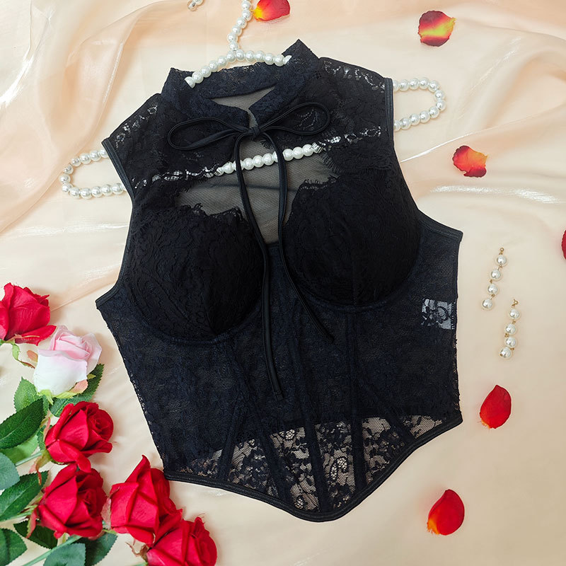 Corset Preto de Renda com Barb - Boning Corset Steel avaliação e preço